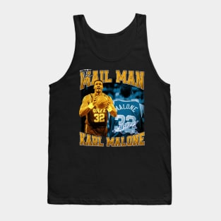 Karl Malone The Mail Man Basketball Legend Signature Vintage Retro 80s 90s Bootleg Rap Style Tank Top